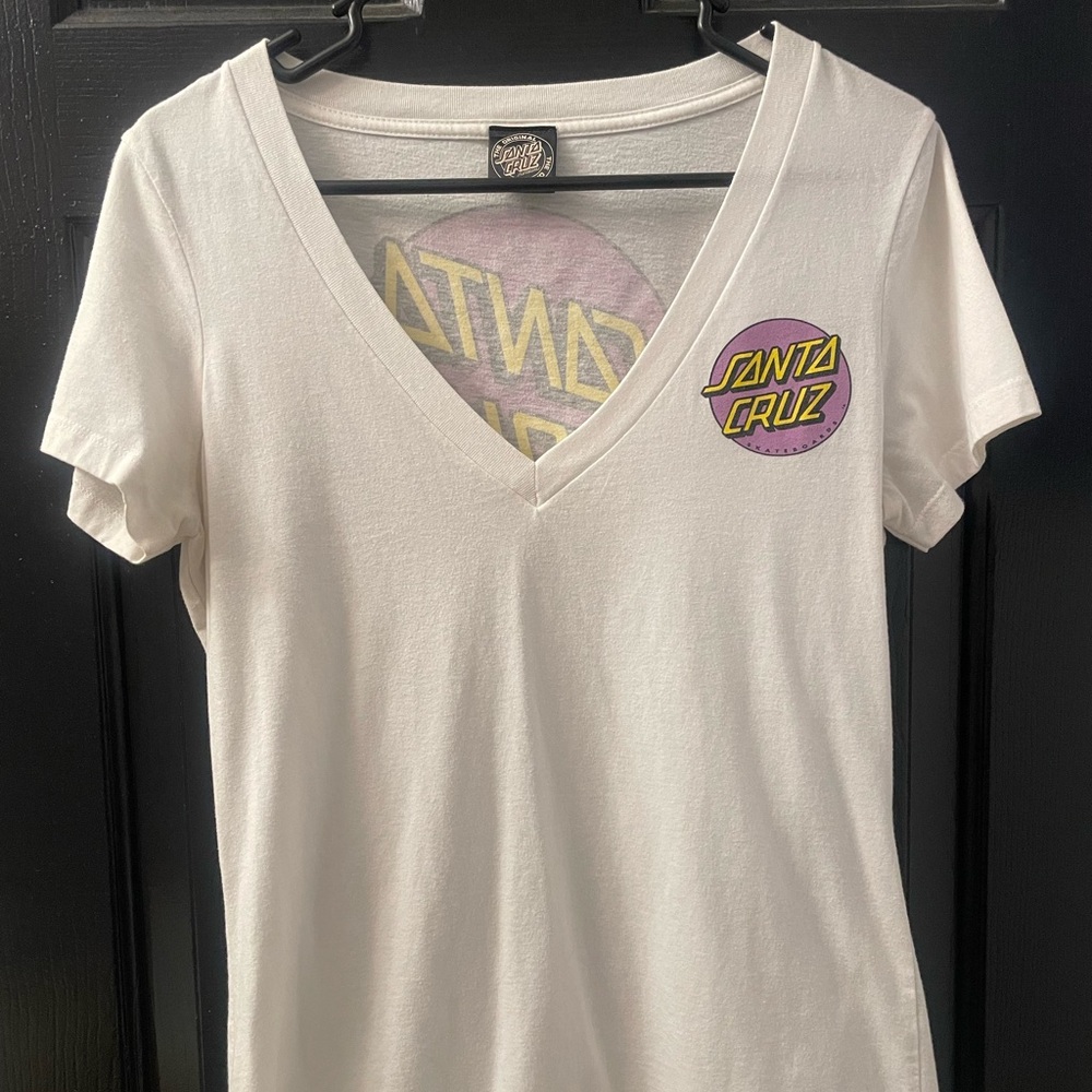 Santa Cruz Women’s V Neck Tshirt White L